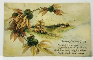 Thanksgiving Joy Simple Picturesque Scene with Chestnuts 1919 Postcard J10