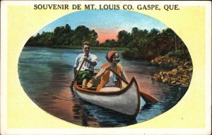 Gaspe Quebec PQ Canoe Canoeing De Mt. Louis Co Vintage Postcard