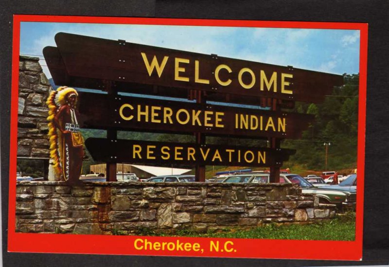 NC Welcome Cherokee Indian Reservation Native Americans North Carolina Postcard
