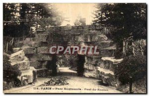 Old Postcard Paris Park Montsouris from Rock Bridge