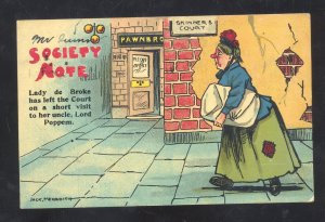 SOCIETY NOTE OLD FAT WOMAN MAILED TO MALTA BEND MISSOURI VINTAGE POSTCARD