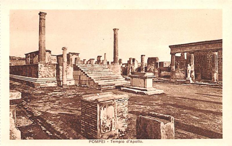 Italy Old Vintage Antique Post Card Pompei Tempio d'Apollo Unused