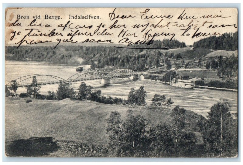 1907 The Bridge at Berge Indalselven Sweden Antique Posted Postcard