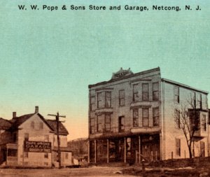 Netcong NJ Pope Store Automobile Garage Postcard New Jersey