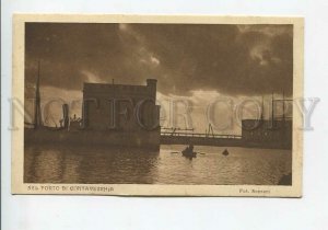 435924 Italy Civitavecchia port ships Soprani photo Moonlight Vintage postcard