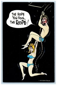 c1910's Man Woman The Rope You Fool Risque Humor Bamforth Antique Postcard