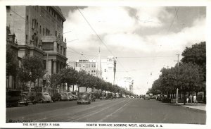 australia, SA, ADELAIDE, North Terrace, Cars, Rose Series RPPC Postcard