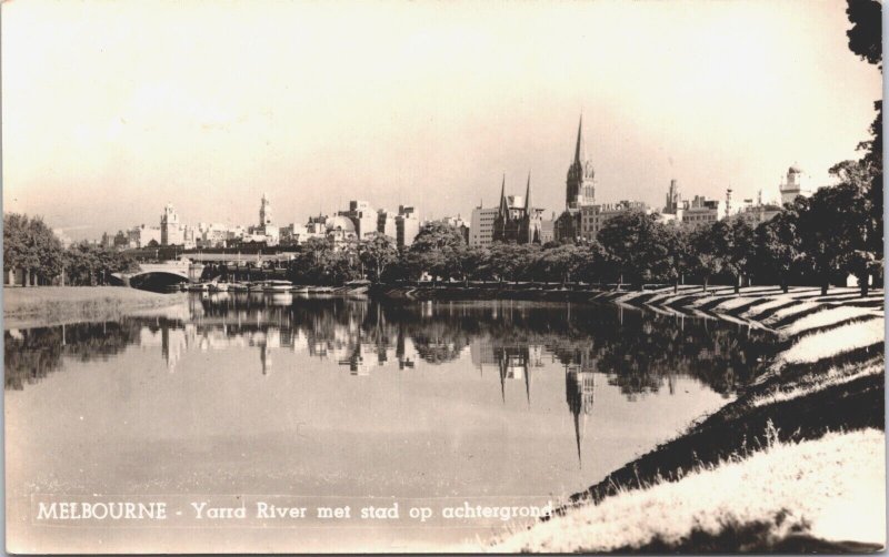 Australia Melbourne Yarra River And City Vintage RPPC 09.41