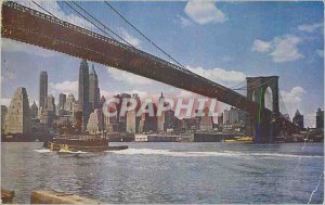 Postcard Modern New York City The Brooklyn Bridge Boat
