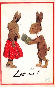 Rabbit Post Card Let Us England Writing on back