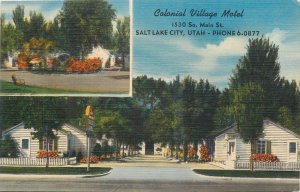 1940s Salt Lake City Utah Colonial Village Motel occupation Postcard 26-378