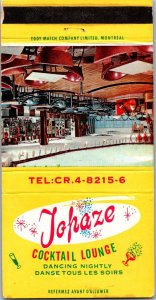 Vintage Matchbook Cover Topaze Cocktail Lounge Montreal MB175