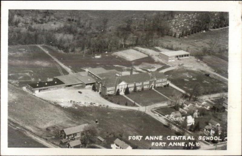 Fort Anne NY Central School Aerial View Real Photo Postcard jrf