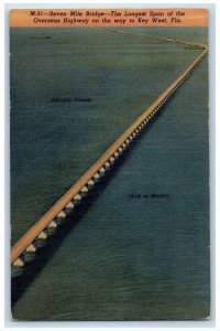 1955 Seven Mile Bridge Longest Span Of The Oveseas On Way Key West FL Postcard