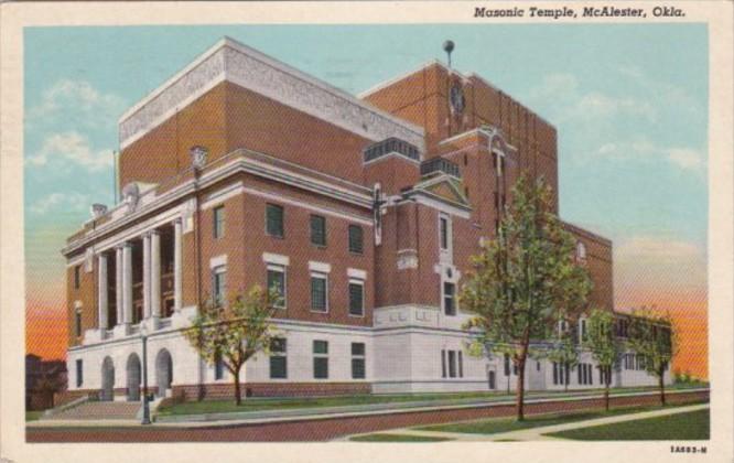 Oklahoma McAlester The Masonic Temple 1958 Curteich