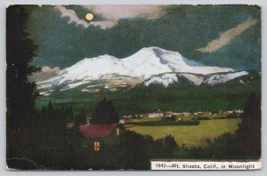 Postcard Mount Shasta California CA Moonlight Mountains 1907 DB View