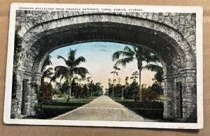 VINT POSTCARD 1926 USED - GRANADA BLVD, GRANADA ENTRANCE, CORAL GABLES, FLORIDA