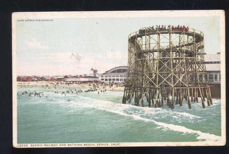 VENICE CALIFORNIA AMUSEMENT PARK ROLLER COASTER VINTAGE POSTCARD