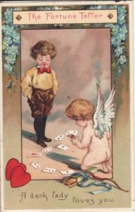 VALENTINE   CUPID FORTUNE TELLER / CARDS  1910 embossed p...