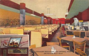 LONGHORN RESTAURANT SAN ANTONIO TEXAS POSTCARD 1952