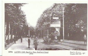 Bedfordshire Postcard - Trams - Luton Car No 2 in New Bedford Road c1912 - W892