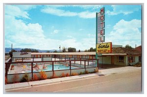 Postcard UT Sands Motel Panguitch Utah Swimming Pool Signs