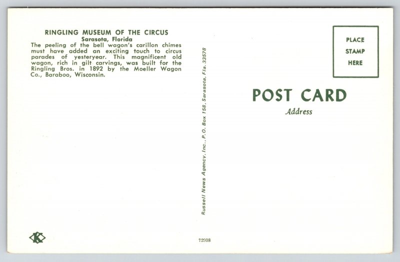 Theme Park & Circus~Peeling Bells Wagon Ringling Circus Museum~Vintage Postcard