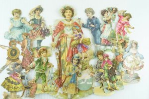 1880's-90's Lovely Die Cut Mixed Lot of 17 Ladies Victorian Cards PD67