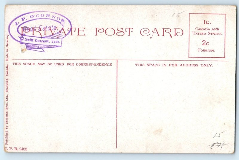 1910 Swift Current Saskatchewan Canada Vintage Postcard Bridge Scenic view River
