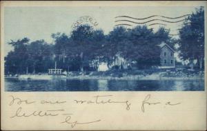 Shore Front Home - Burnham ME Cancel 1907 Cyanotype Real Photo Postcard