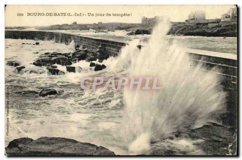 Old Postcard Bourg De Batz A day of storm