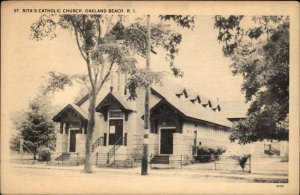 Oakland Beach Rhode Island RI St Rita's Catholic Church Vintage Postcard