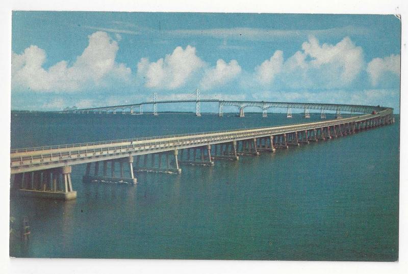 MD Chesapeake Bay Bridge Maryland Vtg Chrome Postcard