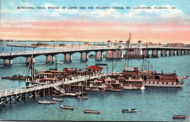 Florida St Augustine Municipal Dock and Bridge Of Lions