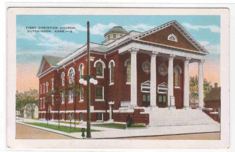 First Christian Church Hutchinson Kansas 1920c postcard