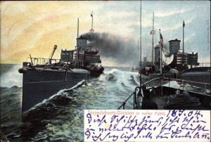 German Torpedo Boat Military Ship Used Cuxhaven Cancel c1910 Postcard