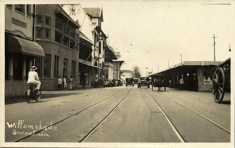 indonesia, JAVA SOERABAIA, Willemskade, Bike Cars (1920s) RPPC Postcard