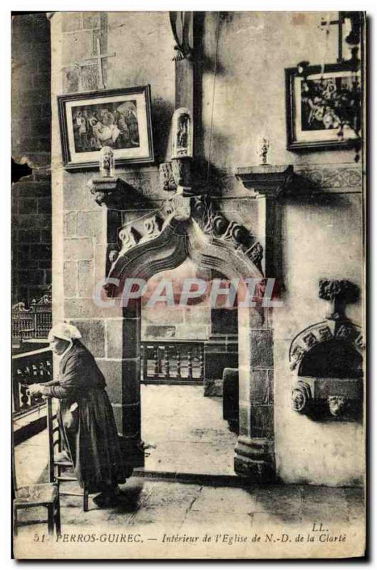 Old Postcard Perros Guirec Interior of the Church of Our Lady of clarity