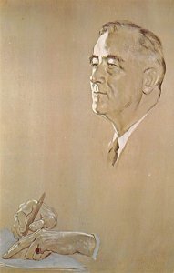Franklin D. Roosevelt Library and Museum Watercolor Portrait of Roosevelt Hyd...