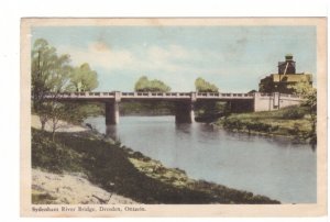 Sydenham River Bridge, Dresden, Ontario, Vintage PECO Postcard, PU 1966