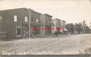 NY, Moira, New York, RPPC, Depot Street, Looking North, Business Section,1910 PM
