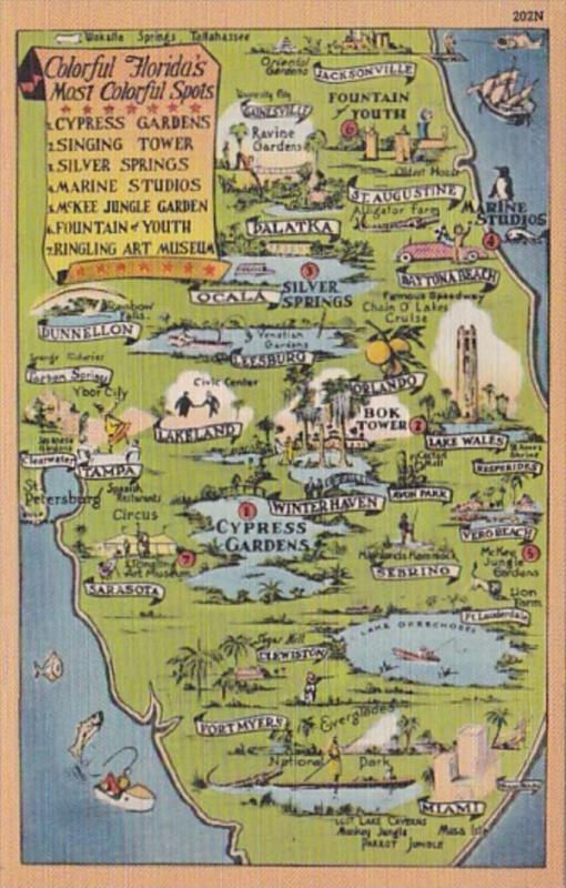 Florida Map Showing Cities and Attractions