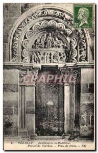 Old Postcard Vezelay Basilica Madeleine Portal Narthex door Right
