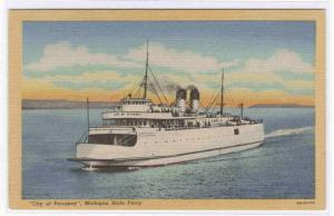 Steamer Car Ferry City Petoskey Michigan postcard
