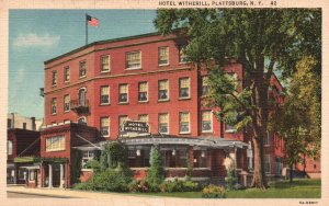 Vintage Postcard 1930's Hotel Witherill Plattsburg NY New York