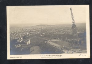 RPPC BARCELONA SPAIN TIBIDERO CUIDAD BIRDSEYE VINTAGE REAL PHOTO POSTCARD