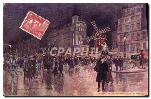 Old Postcard Paris Moulin Rouge Theater