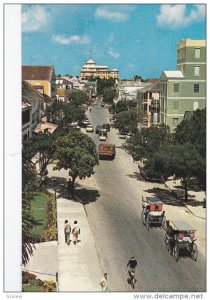 Aerial View of Bay Street, Classic Cars, Horse Carriages, NASSAU, Bahamas, 40...
