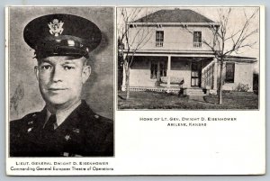 Lt. General Dwight D. Eisenhower  Home  Abilene  Kansas  RPO 1945 Postcard