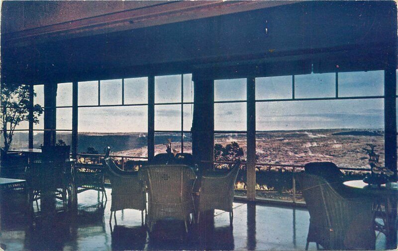 Lava Bed on Hawaii Volcano House Roberts Interior 1940s Postcard 20-7433